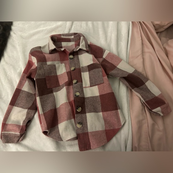 New flannel pink button down jacket or top - Picture 1 of 2